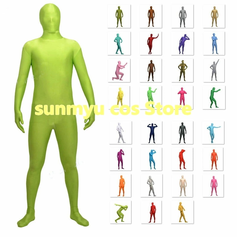 男性女性兼用 ゼンタイ ZENTAI ボディースーツ 全体を完全に覆う着ぐるみ 全身スーツ スパンデックス生地 色選択自由　コスプレ衣装 オーダーサイズ