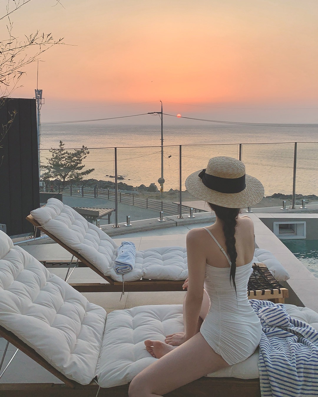 サイドギャザーモノキニ韓国ファッション レディース