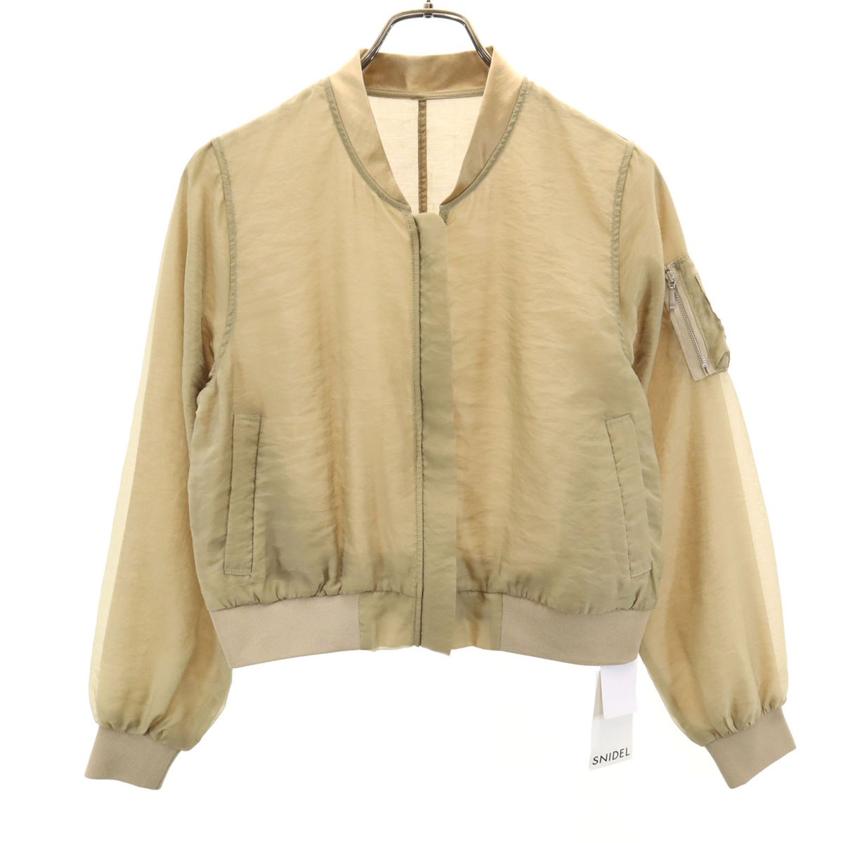 未使用 長袖 シアー ブルゾン F ベージュ ジャケット レディース 古着