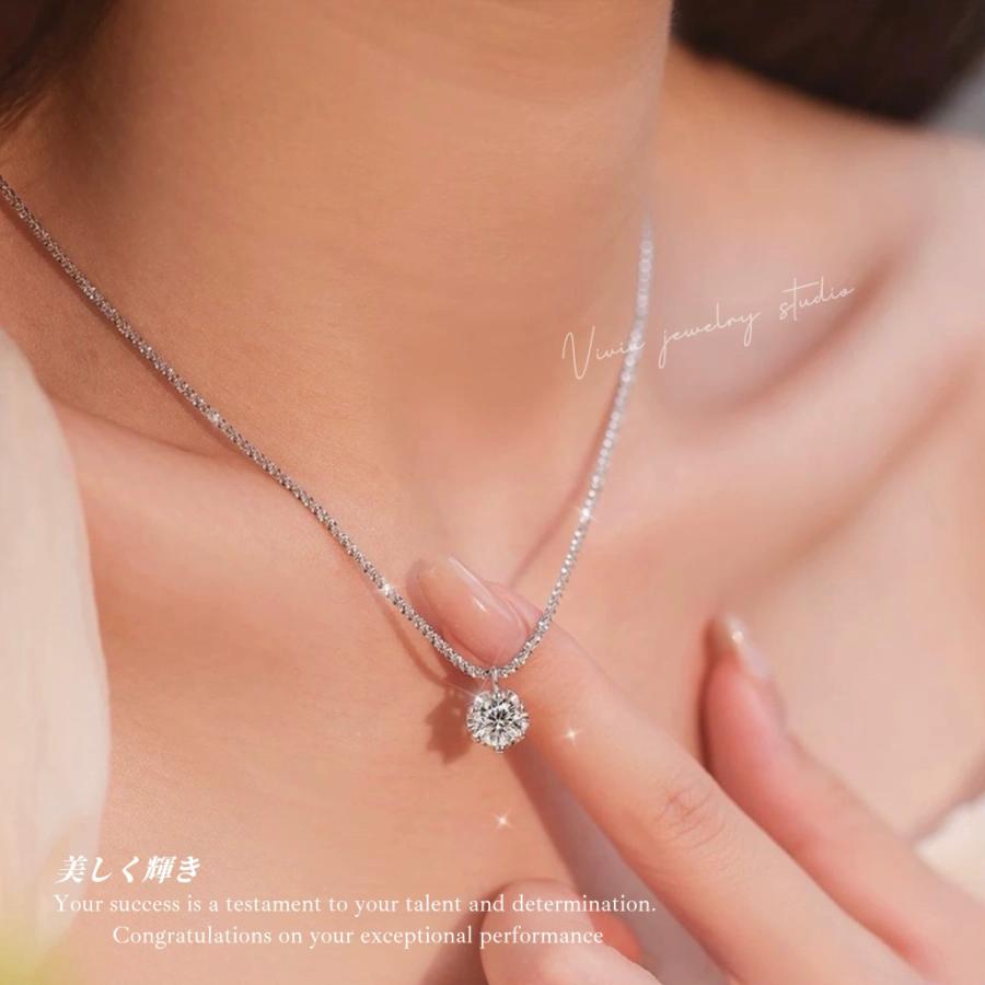 ネックレス モアサナイト レディース 大粒 プラチナ 仕上げ 0.5カラット 金属アレルギー対応 ノンアレルギー シルバー ホワイトデーお返し 母の日 豪華 ギフト 5,111円