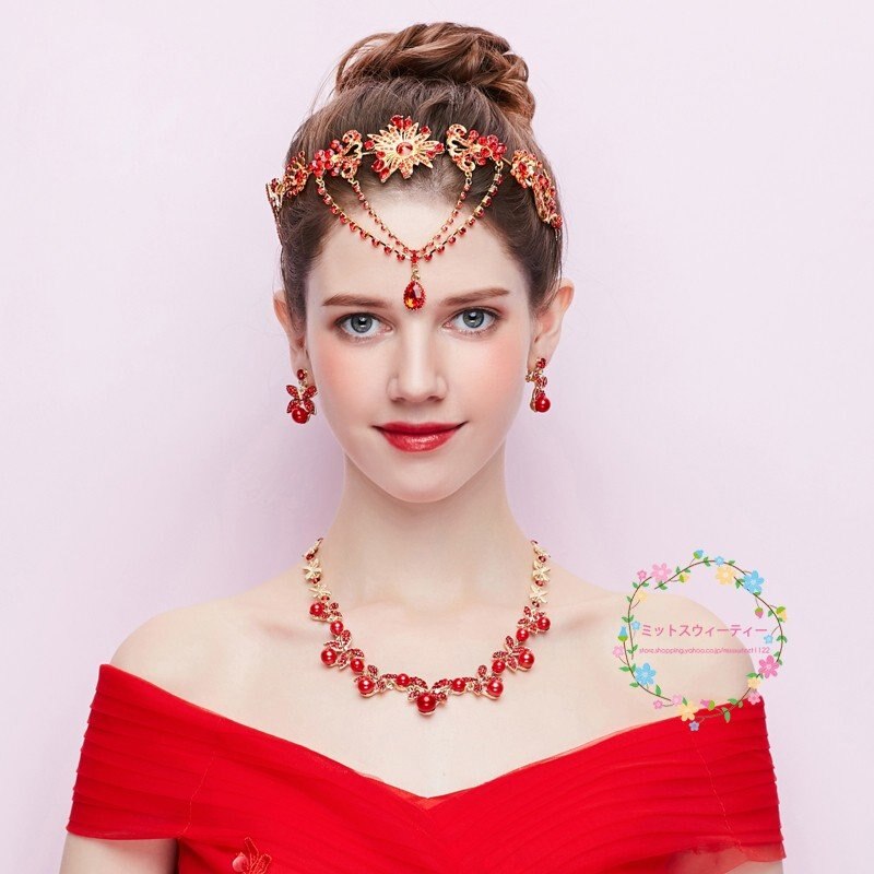 ウェディング ヘッドドレス 安い ティアラ ネックレス ピアス/イヤリング 結婚式 髪飾り 花嫁 パ