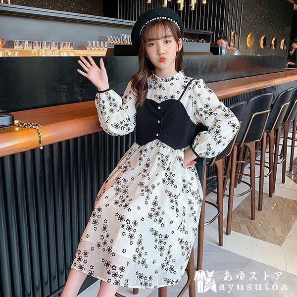 新商品 子供服 ワンピース 女の子 韓国子供服 秋服 長袖 花柄ワンピース キッズ 子供ドレス ピアノ 発表会 結婚式 誕生日 七五三 お姫様 ジュニア おしゃれ 可愛い 新品