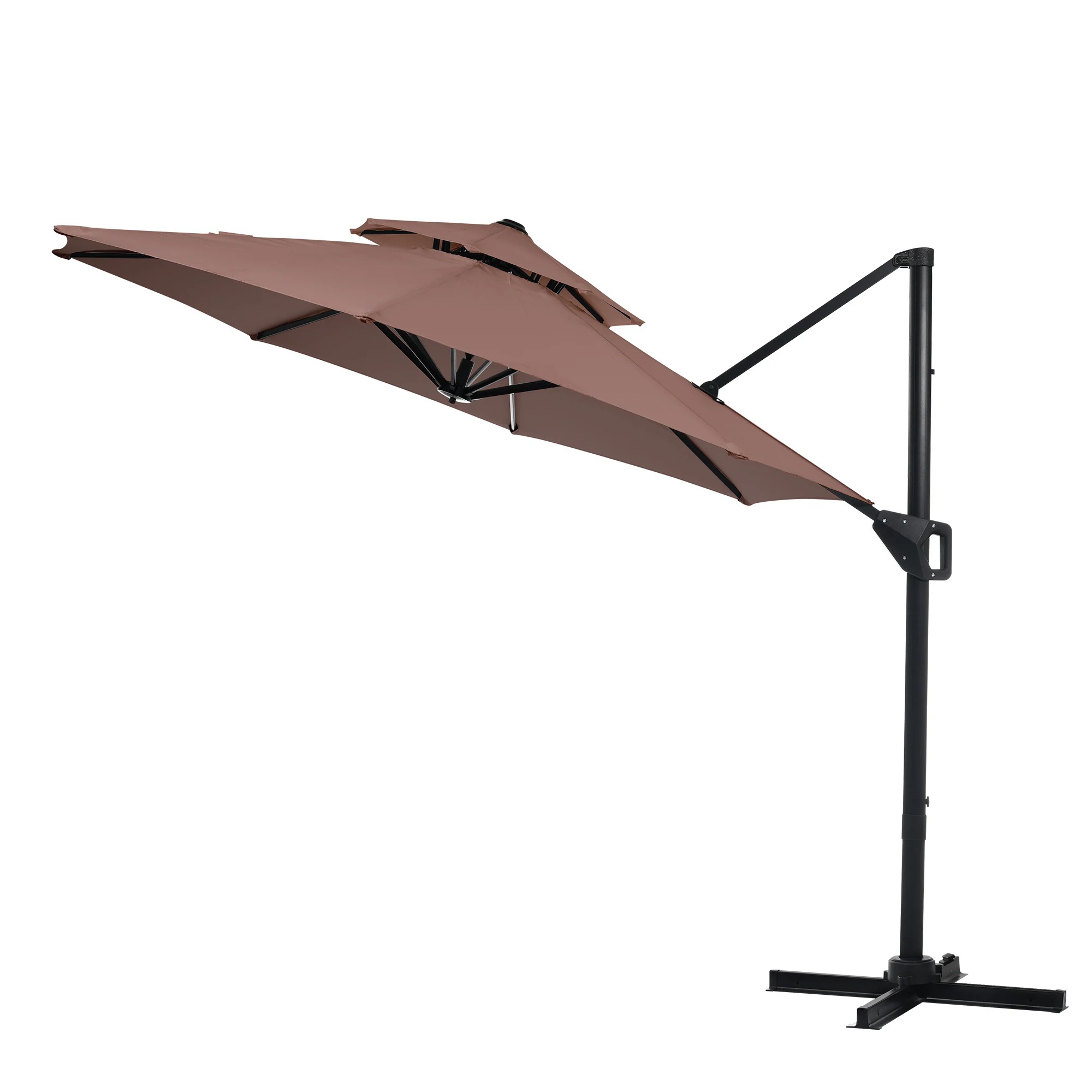 【当日出荷/28】【ブラウン＋ベース付き】パラソル 直径300cm 30+UPF紫外線対策 角度調整 パラソルセット ベース パラソル ガーデンパラソル