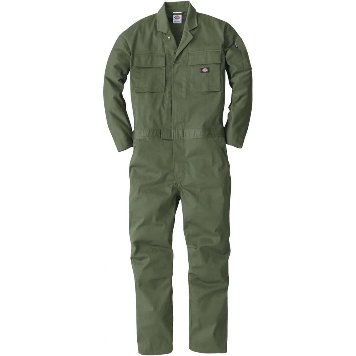 コーコス ディッキーズ Dickies T/Cストレッチツナギ LL アーミー LLD-766 作業服 作業着 長袖 メンズ レディース つなぎ 作業衣料