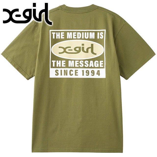 ボックスロゴショートスリーブTシャツ [105258011001 SS25SPOT] BOX LOGO S/S TEE レディース xgirl トップス 半袖 OLIVE 正規取扱店