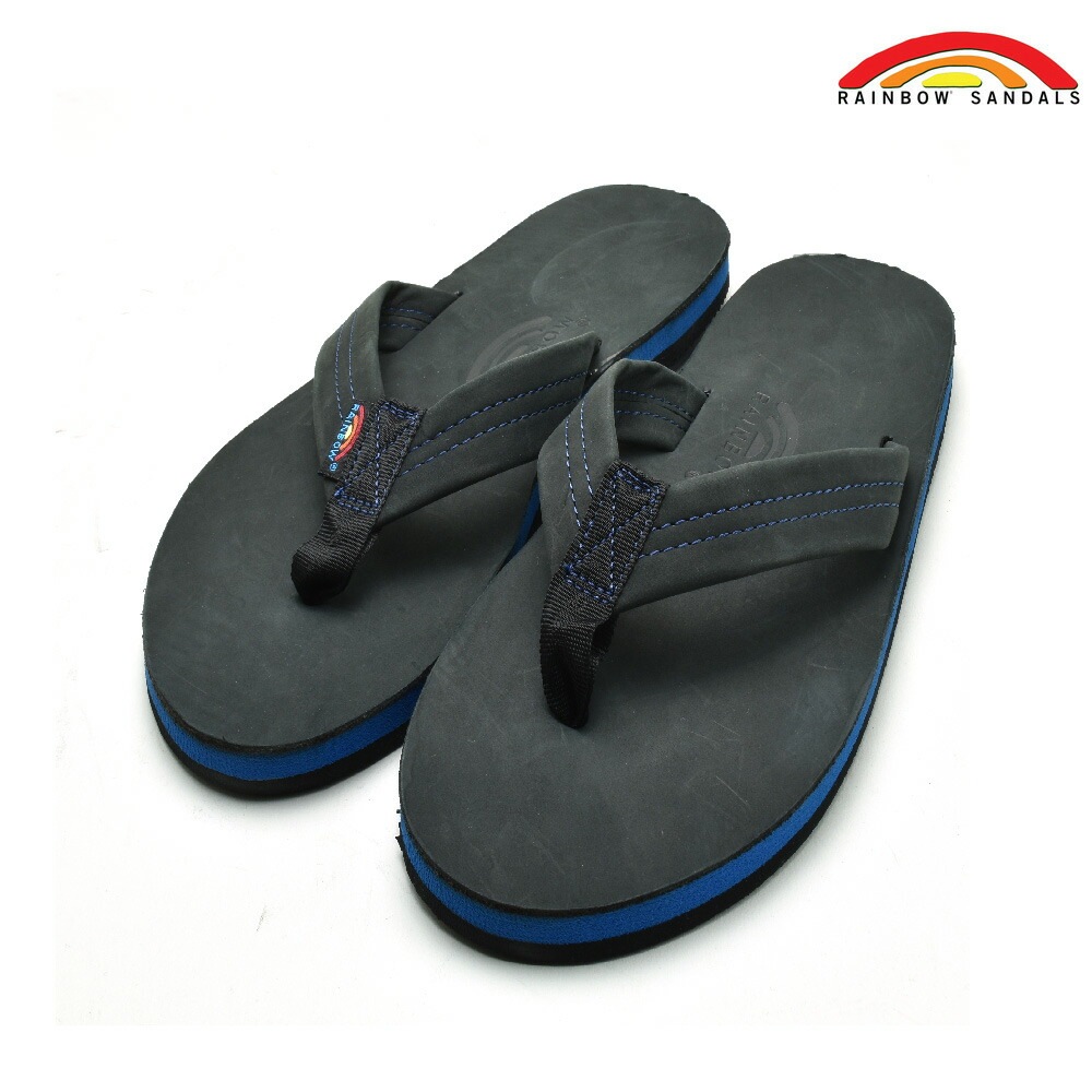 レインボーサンダルズ ビーチサンダル メンズ レザーサンダル ブラック 黒 RAINBOW SANDALS[301blue0]