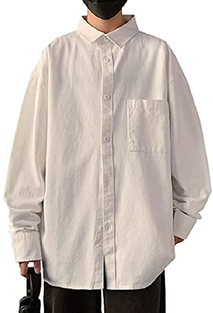 オールデーシャイニング シャツ オーバーサイズ カジュアル シンプル ロングスリーブ 長袖 ロング カジュアルシャツ 高品質の激安