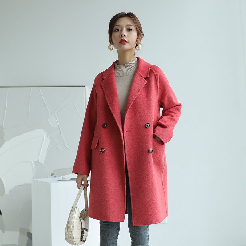 スーパーセール スモールスーツジャケットレディース秋冬両面カシミヤコートレディースミドル丈スモールサイズ背が高くル ツイードジャケット Color スイカの赤 Www Shred360 Com