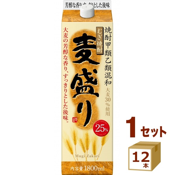 合同酒精 麦焼酎 麦盛り むぎざかり 25% むぎ焼酎 パック 1.8L 1800ml 12本 焼酎