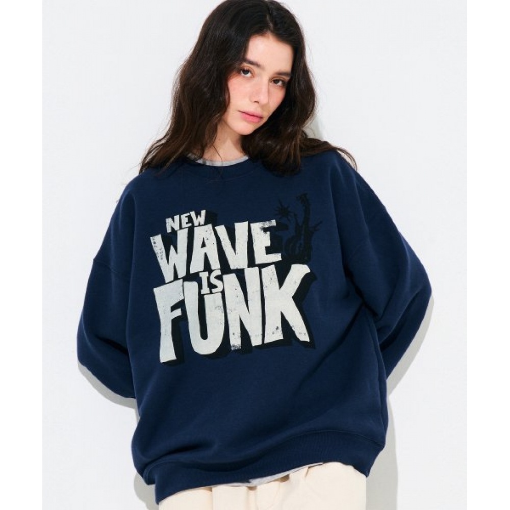 スローアシッドウェーブパンクスウェットシャツ [ディープネイビー]