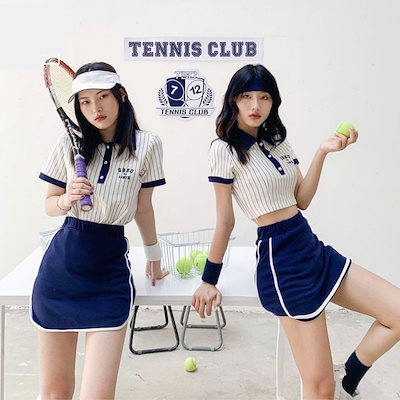 ２点テニス Tシャツ とスカート Qoo10] 2点セット！テニスウェア Tシャツ テニ : レディース服