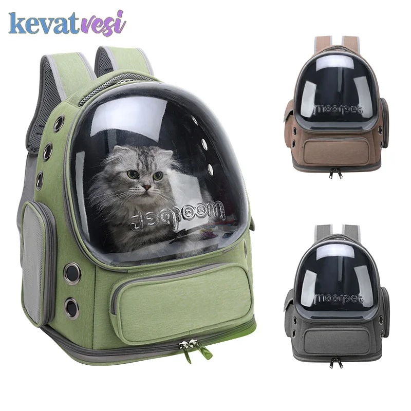 猫用の宇宙飛行士のバックパック,猫の絵が描かれた透明なキャリーバッグ,通気性のある素材,子猫,屋外スペースに適しています