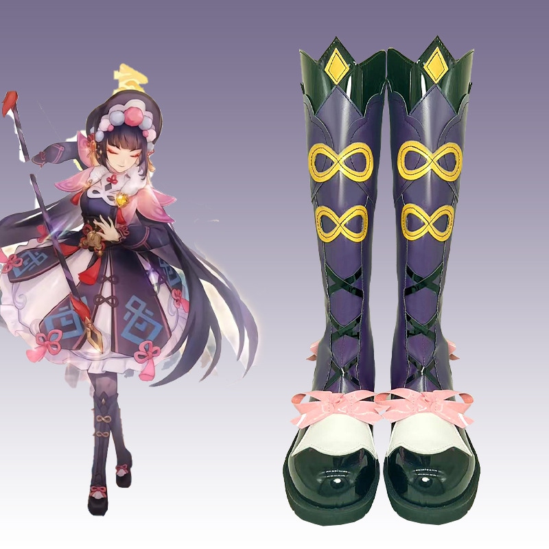 原神 ゲーム 新キャラクターコミック展 コス靴 ヤエ・ユンミ コスプレ靴 大きいサイズ ブーツ 絵柄