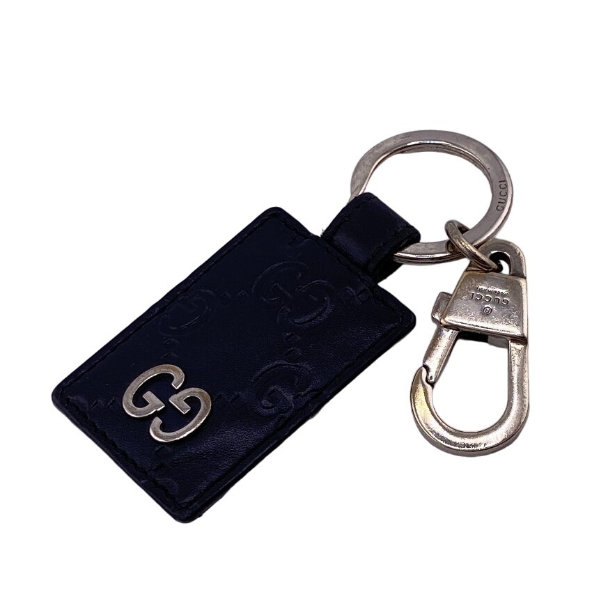 グッチシマ レザー キーホルダー ブラック ユニセックス ブランド