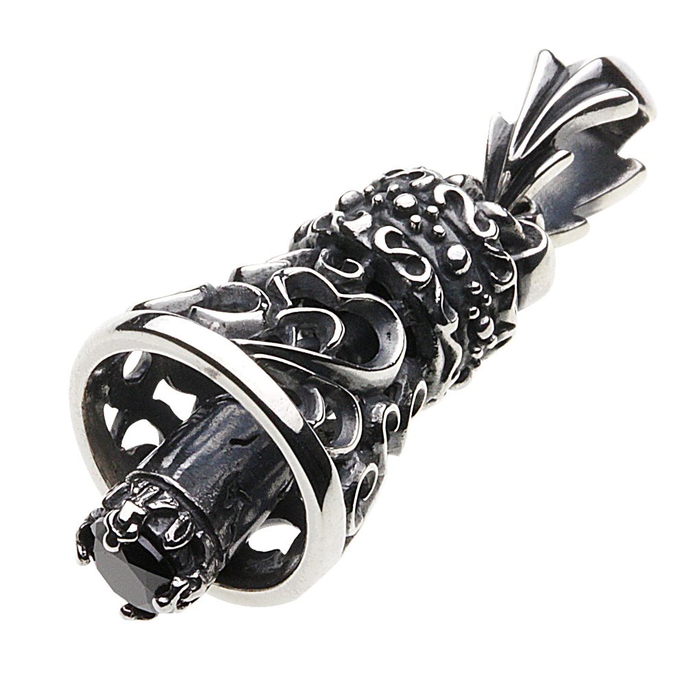 [セノーテ] アラベスク スイング ベル ペンダント ブラックジルコニア【シルバー925 シルバーアクセサリー】 p0280