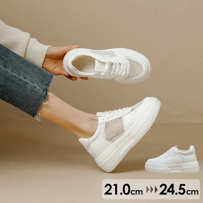おすすめ品スニーカー 厚底 インヒール ウェッジヒール インソール メッシュ スポーティ 小さいサイズ シューズ レディース 靴 美脚 可愛い 厚底スニーカー カジュアル 歩きやすい 疲れにくい シン