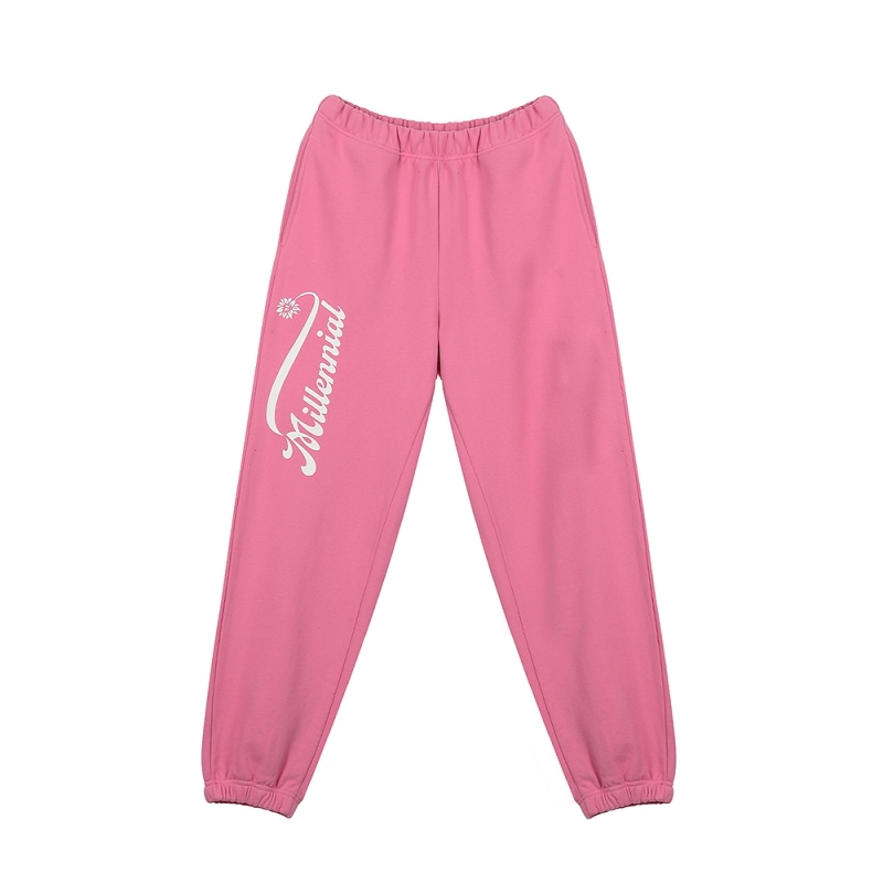Millenial Flower Jogger Pants - PINK
