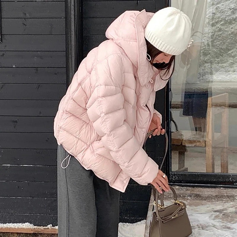 エンドウ型リブ縫い レディース ショートダウン 90% ホワイトダックダウン 加厚 冬 新作