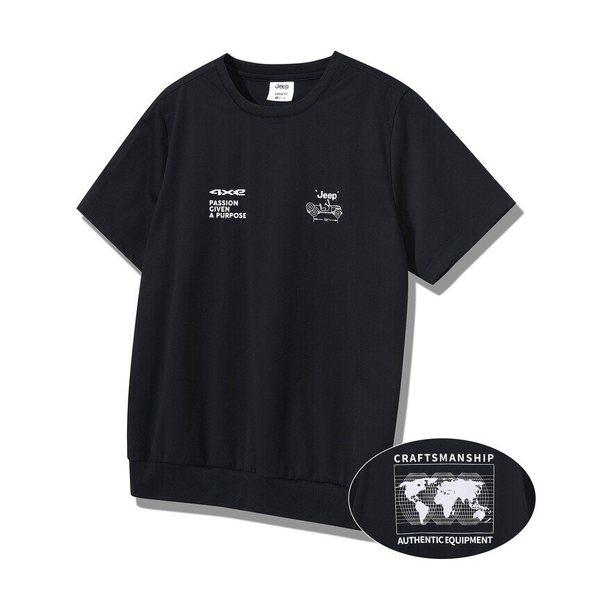 肩のカットアウト機能性Tシャツ（JQ2TSU146BK）HFPS_SC