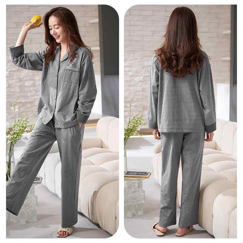 パジャマ レディース 上下セット 春秋 薄手 長袖 ルームウェア 前開き 大きいサイズ ウエストゴム 通気性 柔らかい 母の日 プレゼント シンプル グレー
