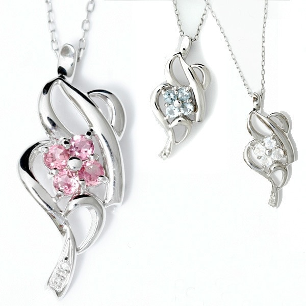 ３つの愛の物語 Tricolore－トリコロール 半貴石天然ダイヤモンドクローバーモチーフネックレス 発送目安：２３週間