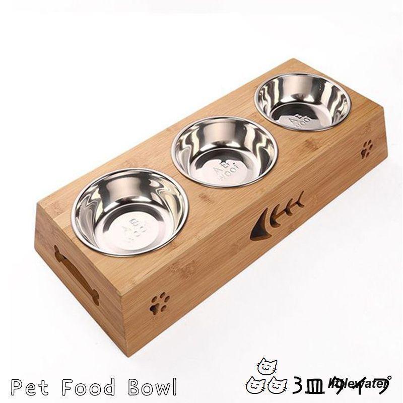 【毎日厳選 】 ペット用フードボウル ペット用食器 食器台セット 3皿セット 猫 犬 ペット用品 まんま台 取っ手付き 台形 えさ皿 給水皿 食器固定 穴あき かわい