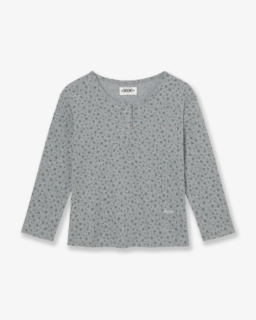 【AEAE】 FLOWER HENLEY NECK TEE [MELANGE GREY] 正規品