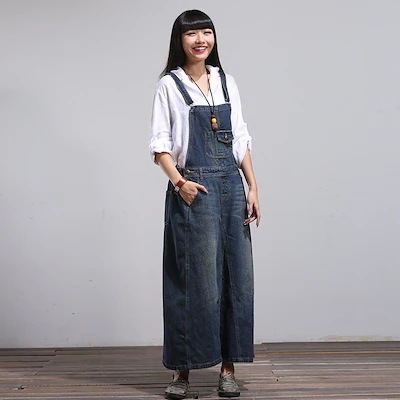 2025カジュアル箇性A型サスペンダーデニムワンピース文芸女復古放浪記