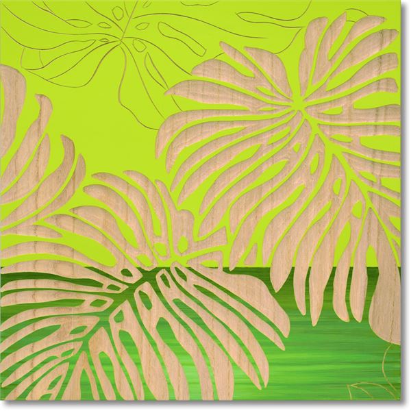 ユーパワー ウッドスカルプチャーアート 40x40cm 「ワイルド モンステラS」GR+NP