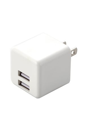 エレコム USB充電器 USB コンセント 合計12W (5V/2.4A) 2ポート USB-A コンパクト 折りたたみ式プラグ [iPhone15Androidなど各種対応] ホワイト EC-AC3