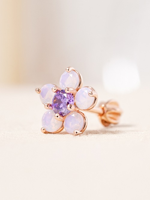 ミニマルピアス 14K 18K ライラックブロッサムピアス