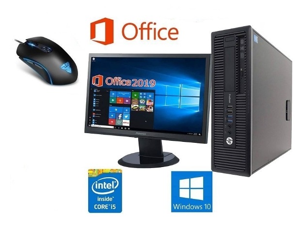 サポート付き超大画面22インチ液晶セット HP 600G1 メモリー:4GB HDD:1TB Office 2019 & 最新版ゲーミングマウス X9 usb有線デスクトップPC