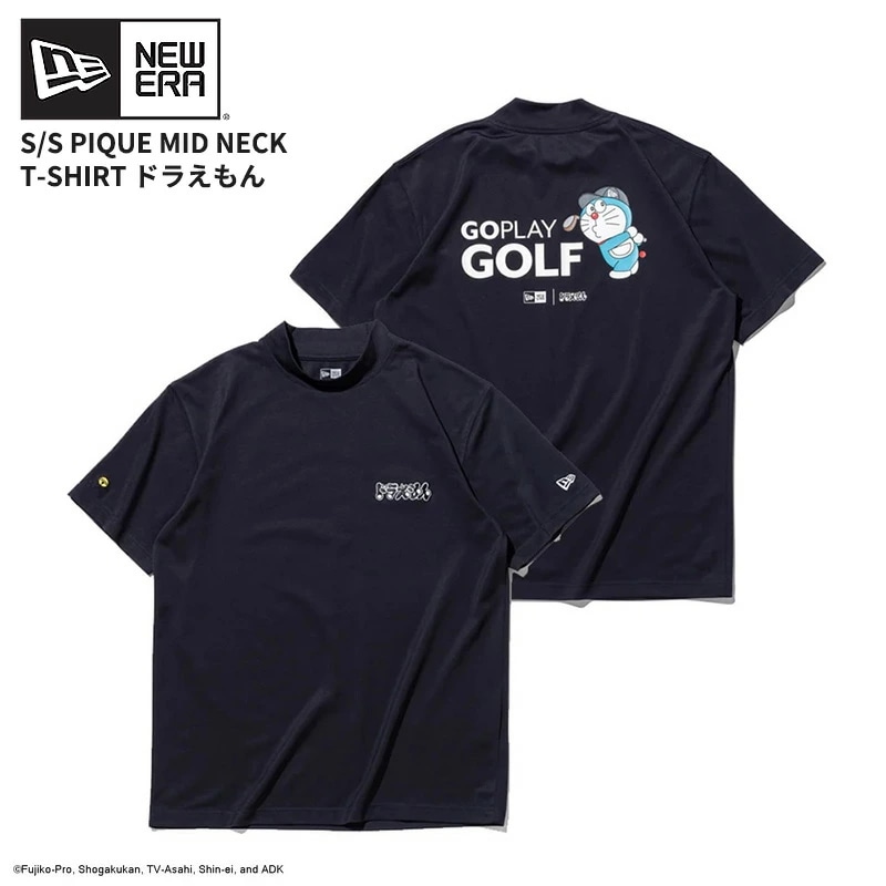 ニューエラ ゴルフ NEW ERA 半袖 鹿の子 ミッドネック Tシャツ ドラえもん ネイビー カットソー 14935373