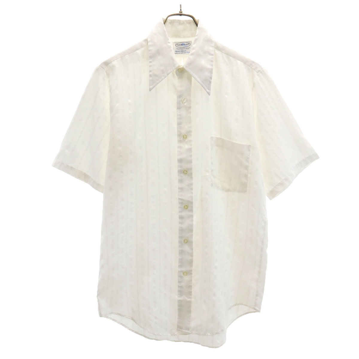 70s ヴィンテージ ストライプ柄 半袖 シャツ ホワイト PENNEYS メンズ 古着