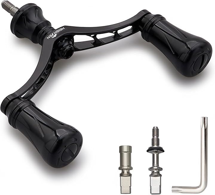 リール ハンドル ノブ 搭載 シマノ ダイワ 通用 スピニングリール用 New Pillar Series 1006(80mm - ブラック)