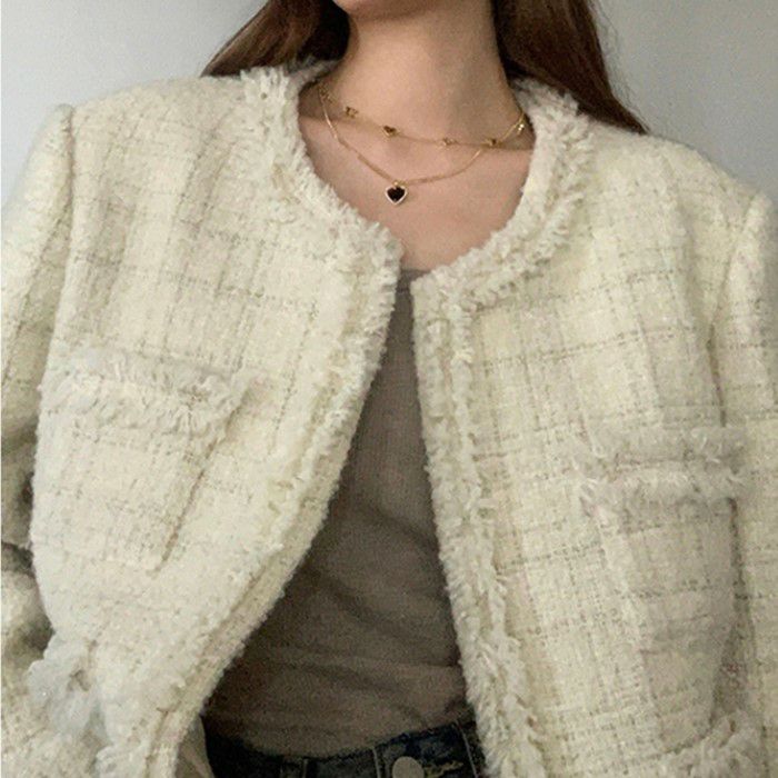 年 春 新作 TWEED フリンジ トリム ジャケット