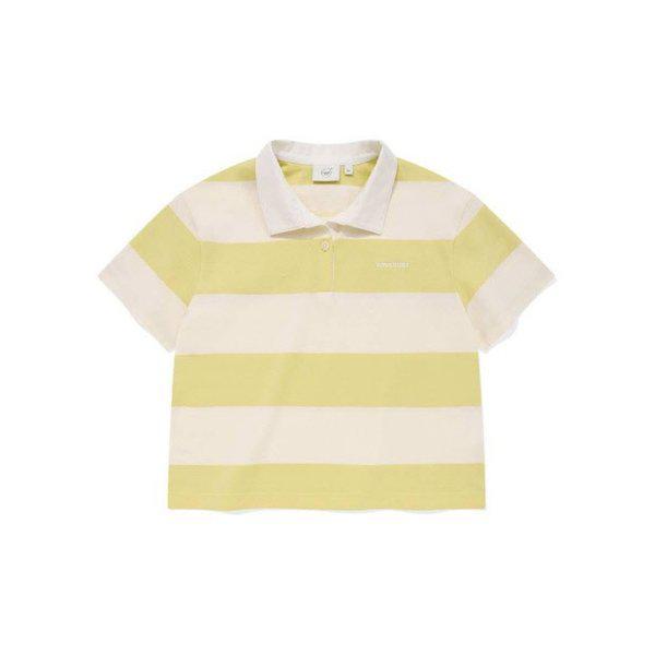 半袖Tシャツ CQK CO2402ST82-IV ウーマン クロップ ラグビー Tシャツ アイボリー