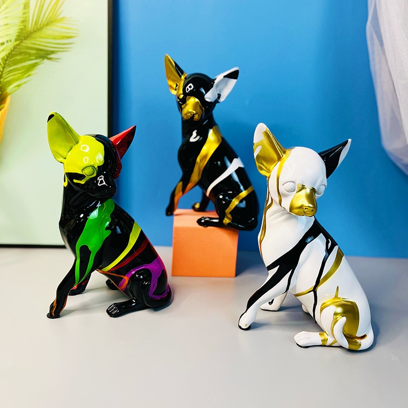 クリエイティブなスプラッシュカラー チワワの置物