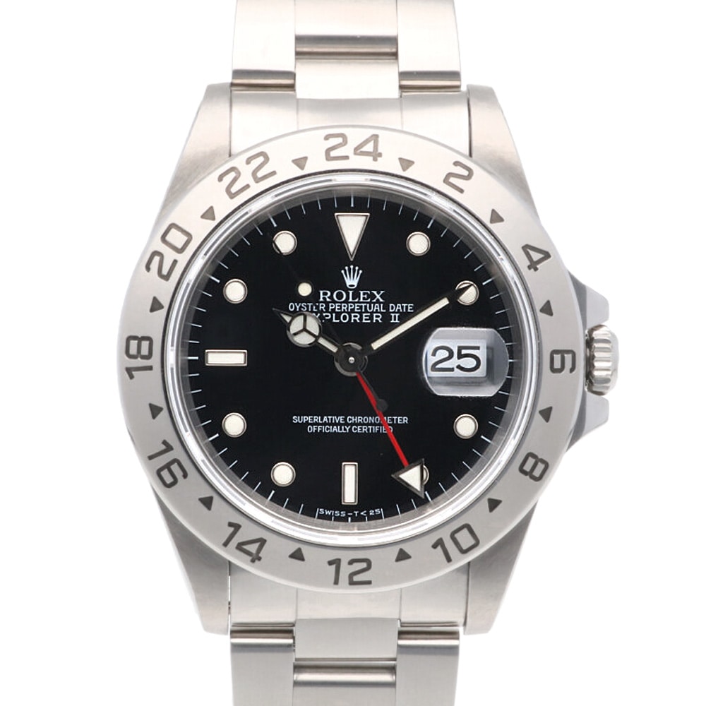ロレックス エクスプローラー2 オイスターパーペチュアル 腕時計 ステンレススチール 16570 自動巻き 1年保証 ROLEX 中古