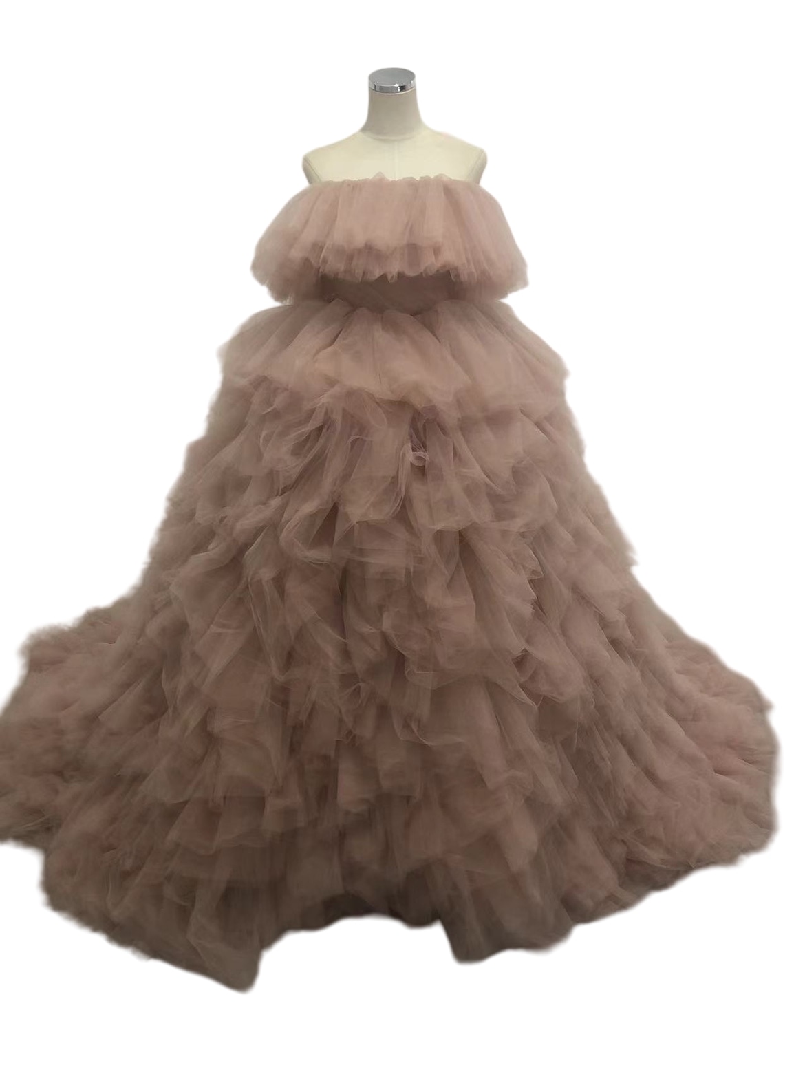 カラードレス ピンク 取り外しオフショルダー 柔らかく重ねたチュールスカート ファスナー 披露宴