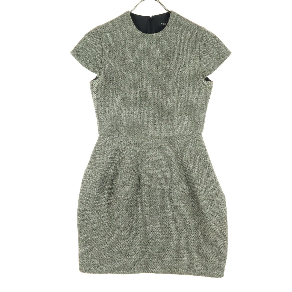 美品 YOKO CHAN ヨーコチャン 日本製 フレンチスリーブ 膝丈ワンピース