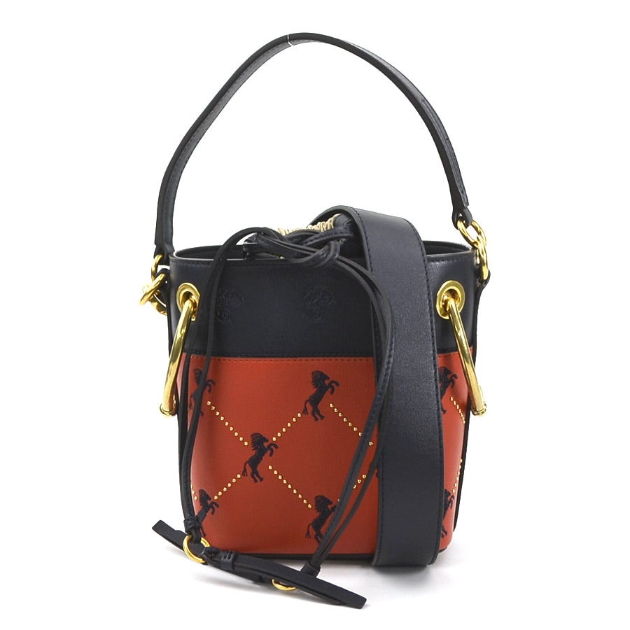 クロエ Chloe ショルダーバッグ レザー ネイビー×レッド レディース 55739g