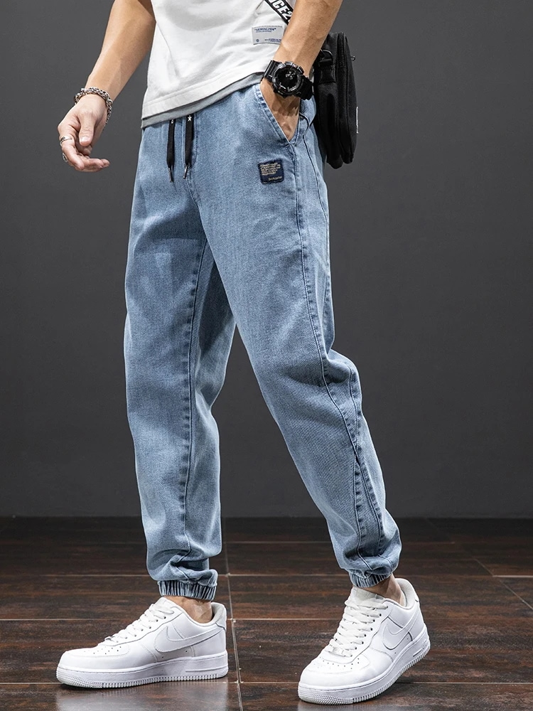 メンズカーゴジーンズ ストリートウェア 春夏 黒 青 サイズ6XL 7XL 8XL
