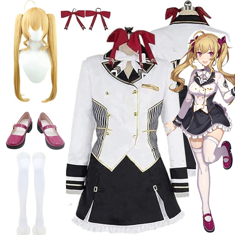 にじさんじ バーチャルYouTuber 鷹宮リオン コスプレ衣装 靴下+髪飾り付き ウィッグ 靴 追加可 たかみや りおん コスプレ 衣装 仮装 ハロウィン コスチューム イベント 文学際