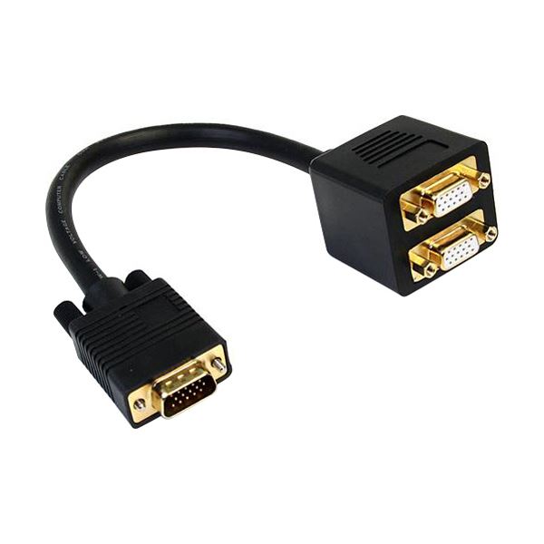 （まとめ）StarTech.com VGAスプリッタ/分配ケーブル 1× VGAオス-2× VGAメス 分配器 30cm ブラック VGASPL1VV 1個 (×3セット)