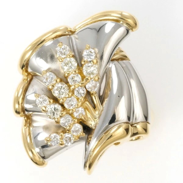 PT900 プラチナ K18YG リング 指輪 13号 ダイヤ カード鑑別書 ジュエリー 中古