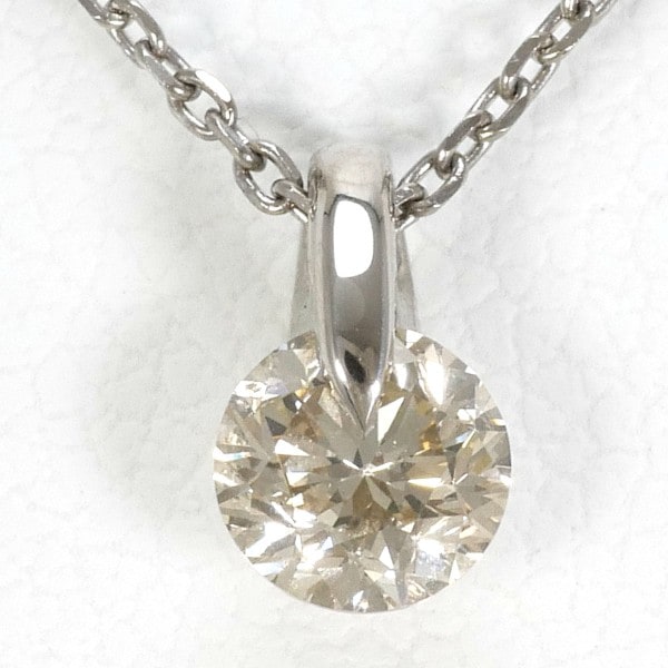 K18 18金 WG ホワイトゴールド ネックレス ブラウンダイヤ 0.32 ジュエリー 中古