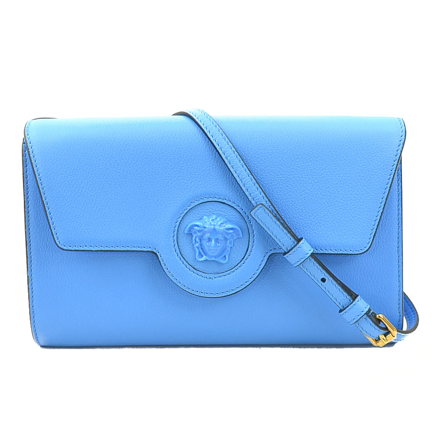 ヴェルサーチ VERSACE ショルダーバッグ メデューサ レザー ブルー レディース h30859j