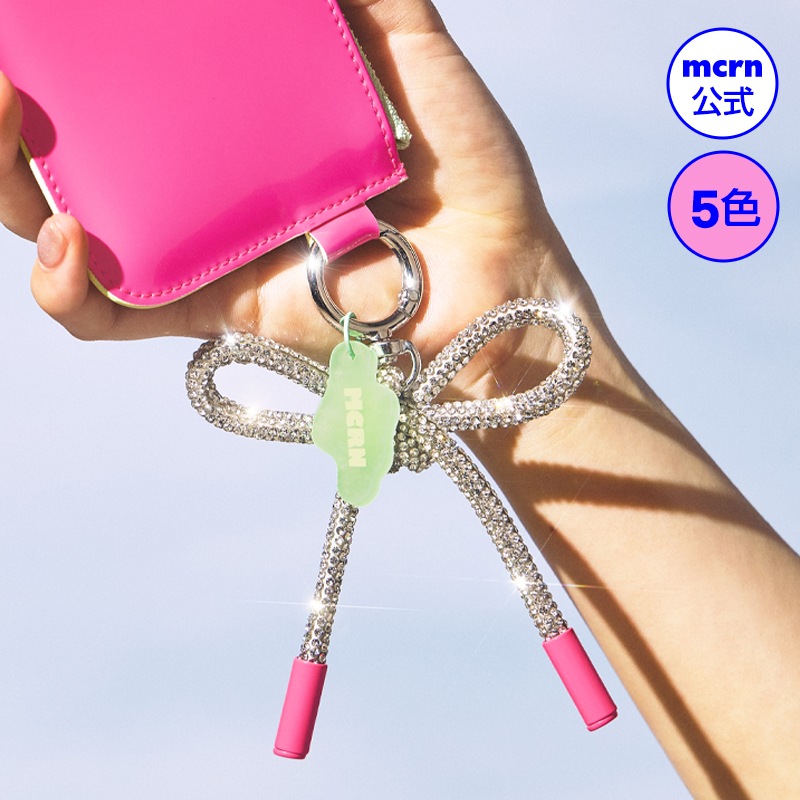 プチリボンキーリング・キラキラ スマホストラップ アレンジ用・全5色