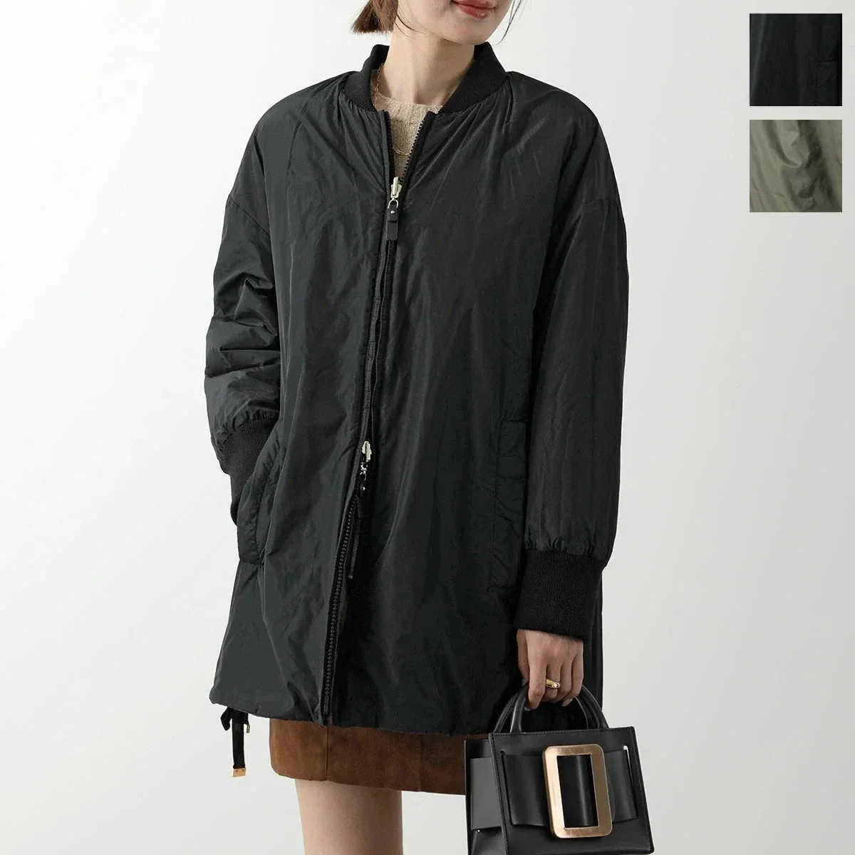 Max Mara The Cube マックスマーラ ザ・キューブ ボンバージャケット GREENBO レディース リバーシブル ミディ丈 テクニカルキャンバス